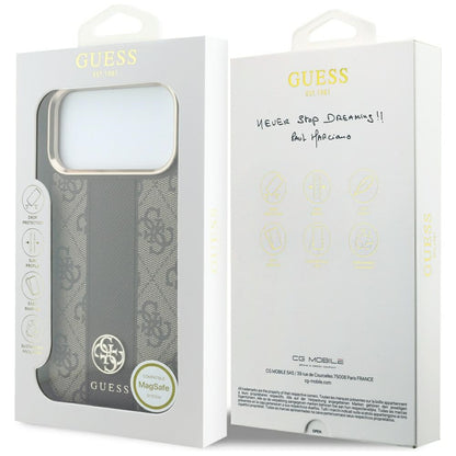 MagSafe maska za Apple iPhone 18 Pro Max / 17 Pro Max, Guess, 4G Stripe Round Classic Logo, Smeđa