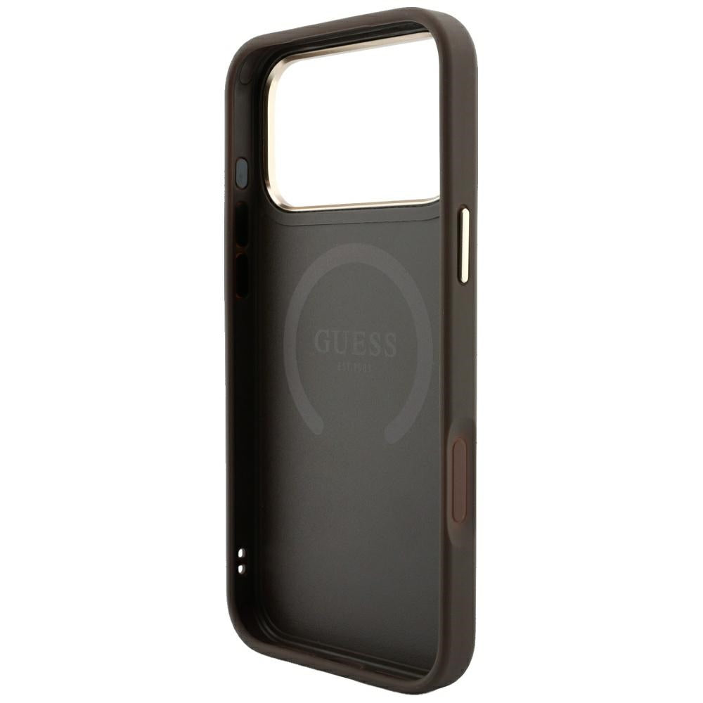 MagSafe maska za Apple iPhone 18 Pro Max / 17 Pro Max, Guess, 4G Stripe Round Classic Logo, Smeđa