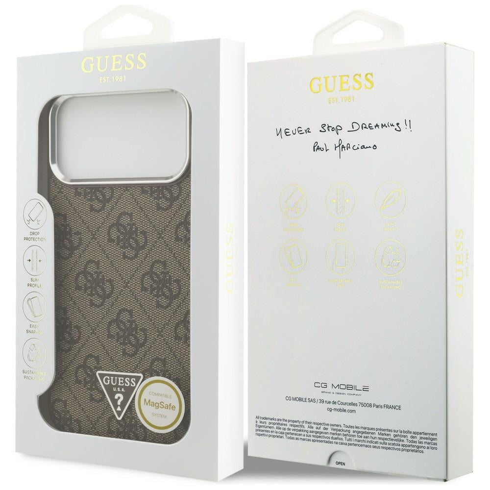 MagSafe maska za Apple iPhone 18 Pro Max / 17 Pro Max, Guess, 4G Triangle Logo, Smeđe Srebrna
