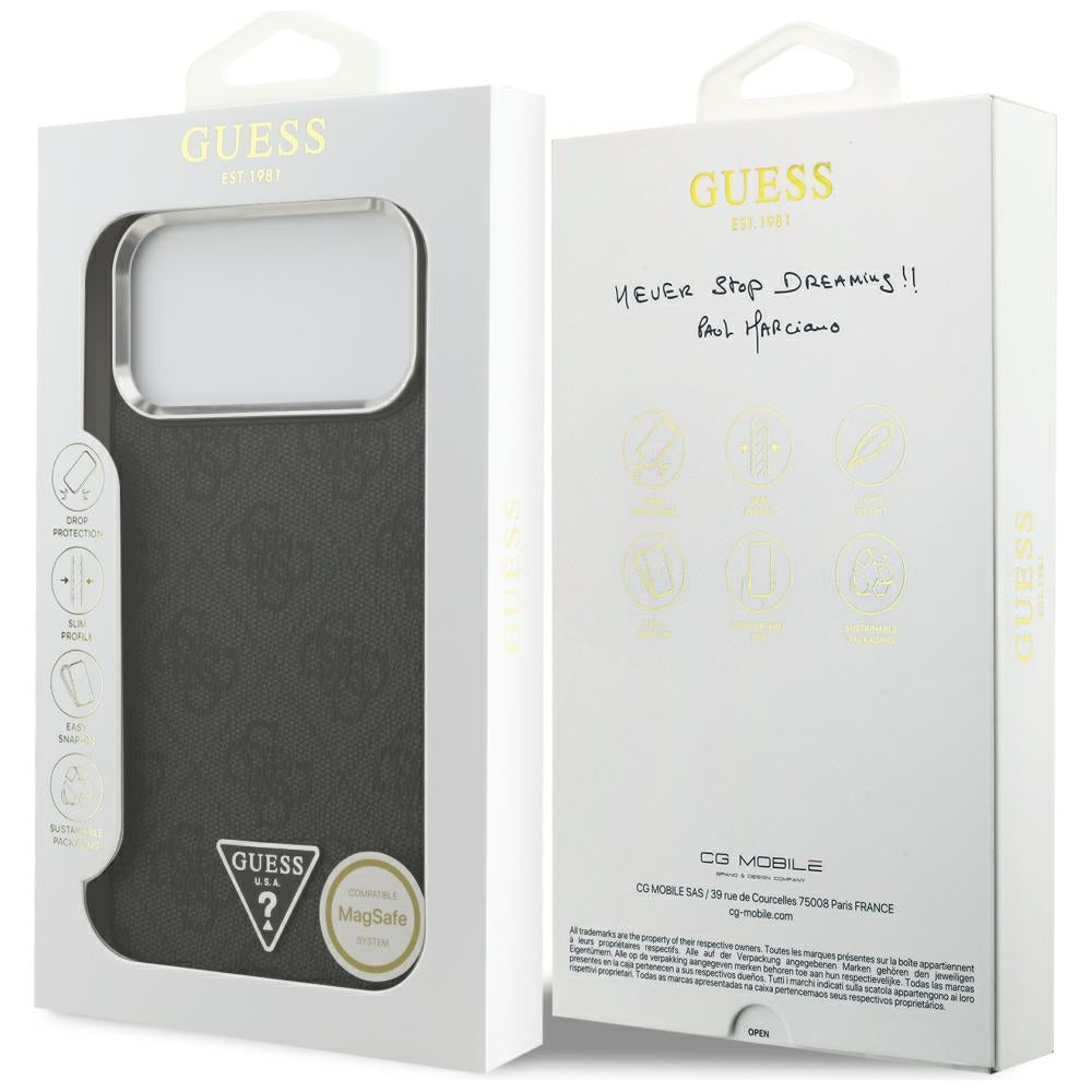 MagSafe maska za Apple iPhone 18 Pro Max / 17 Pro Max, Guess, 4G Triangle Logo, Crna