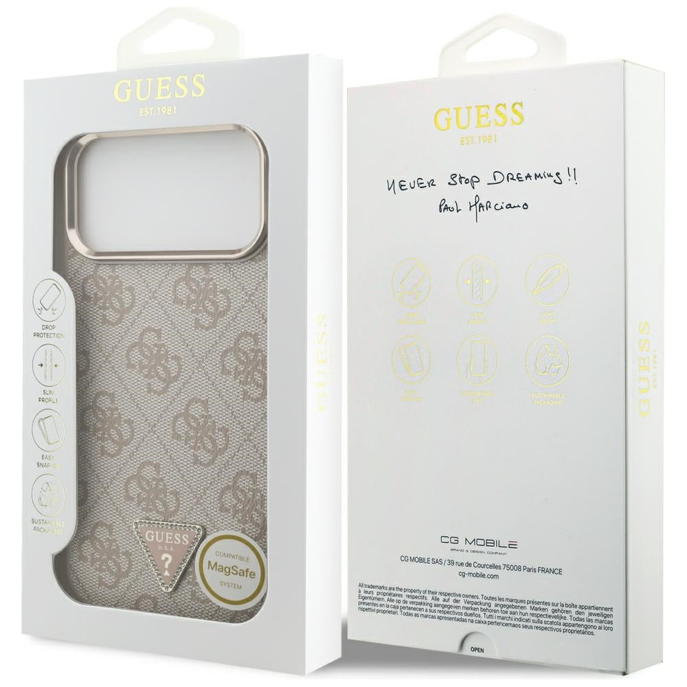 MagSafe maska za Apple iPhone 18 Pro Max / 17 Pro Max, Guess, 4G Triangle Logo, Roza