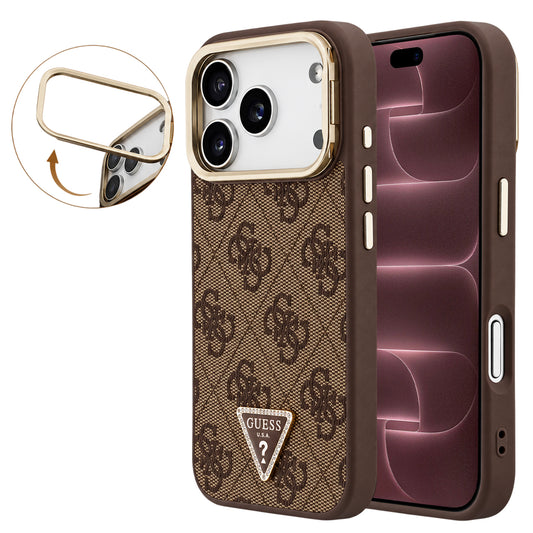 MagSafe maska za Apple iPhone 18 Pro Max / 17 Pro Max, Guess, 4G Triangle Logo & Stand Camera, smeđa