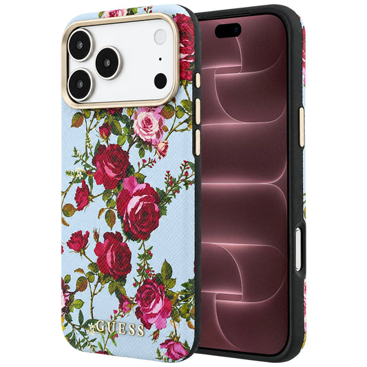 MagSafe maska za Apple iPhone 18 Pro Max / 17 Pro Max, Guess, Blossom Roses Print, plava