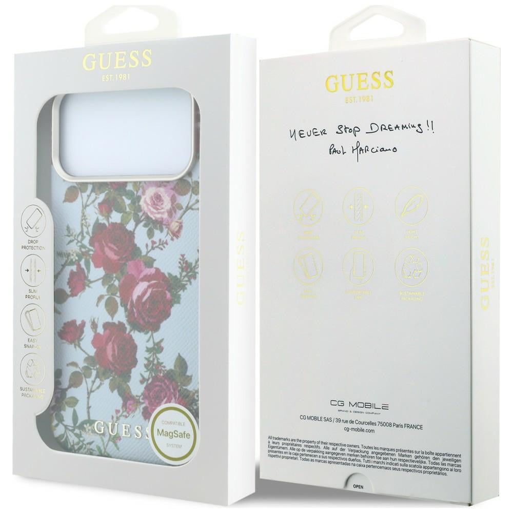 MagSafe maska za Apple iPhone 18 Pro Max / 17 Pro Max, Guess, Blossom Roses Print, plava