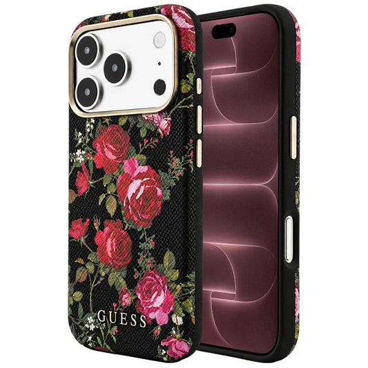MagSafe maska za Apple iPhone 18 Pro Max / 17 Pro Max, Guess, Blossom Roses Print, crna