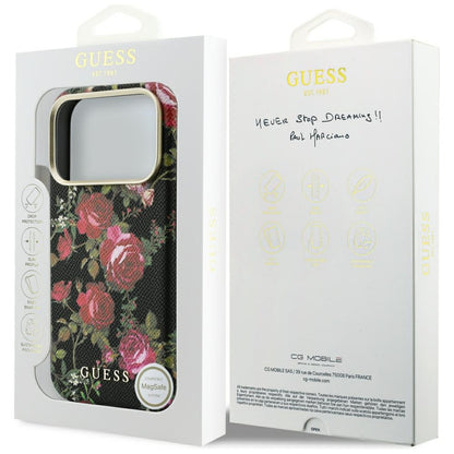 MagSafe maska za Apple iPhone 18 Pro Max / 17 Pro Max, Guess, Blossom Roses Print, crna