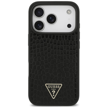 MagSafe maska za Apple iPhone 18 Pro Max / 17 Pro Max, Guess, Croco Triangle Logo, crna