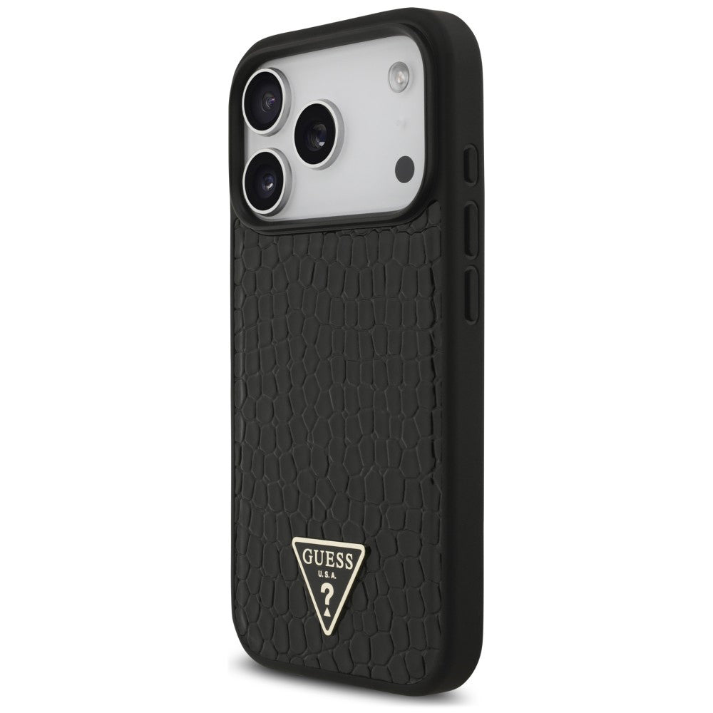 MagSafe maska za Apple iPhone 18 Pro Max / 17 Pro Max, Guess, Croco Triangle Logo, crna