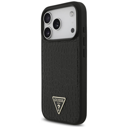 MagSafe maska za Apple iPhone 18 Pro Max / 17 Pro Max, Guess, Croco Triangle Logo, crna