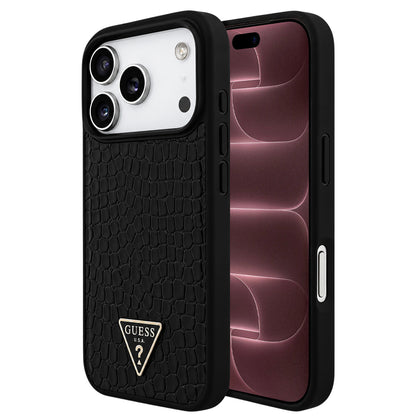 MagSafe maska za Apple iPhone 18 Pro Max / 17 Pro Max, Guess, Croco Triangle Logo, crna