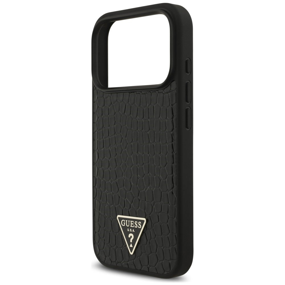 MagSafe maska za Apple iPhone 18 Pro Max / 17 Pro Max, Guess, Croco Triangle Logo, crna