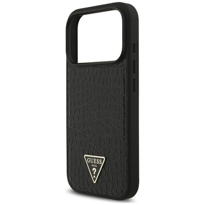 MagSafe maska za Apple iPhone 18 Pro Max / 17 Pro Max, Guess, Croco Triangle Logo, crna
