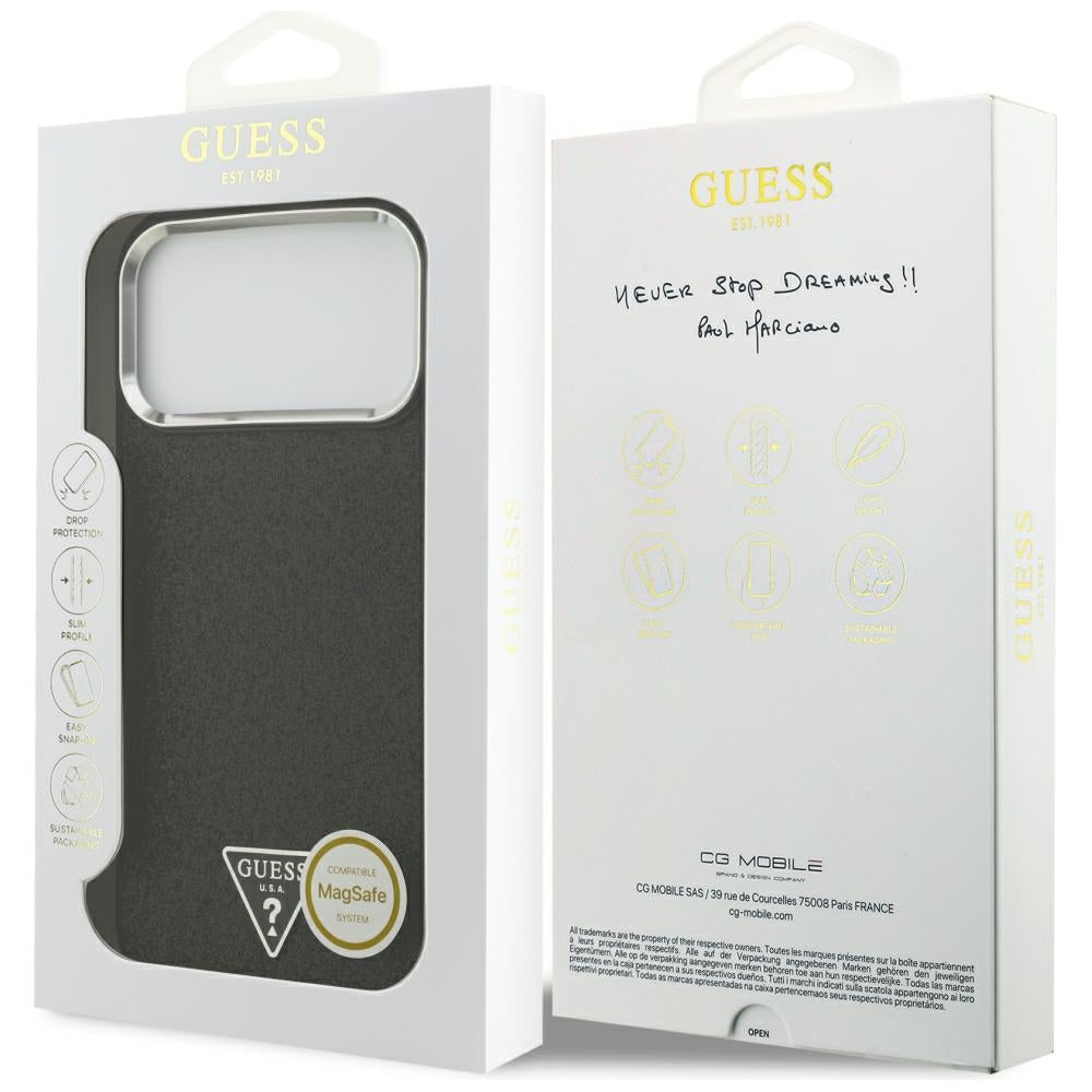 MagSafe maska za Apple iPhone 18 Pro Max / 17 Pro Max, Guess, Glitter Triangle Logo, Crna