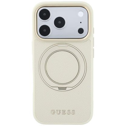 MagSafe futrola za Apple iPhone 18 Pro Max / 17 Pro Max, Guess, Grained Ring Stand 360 Classic, Bež