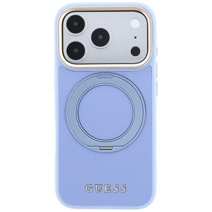 MagSafe maska za Apple iPhone 18 Pro Max / 17 Pro Max, Guess, Grained Ring Stand 360 Classic, plava