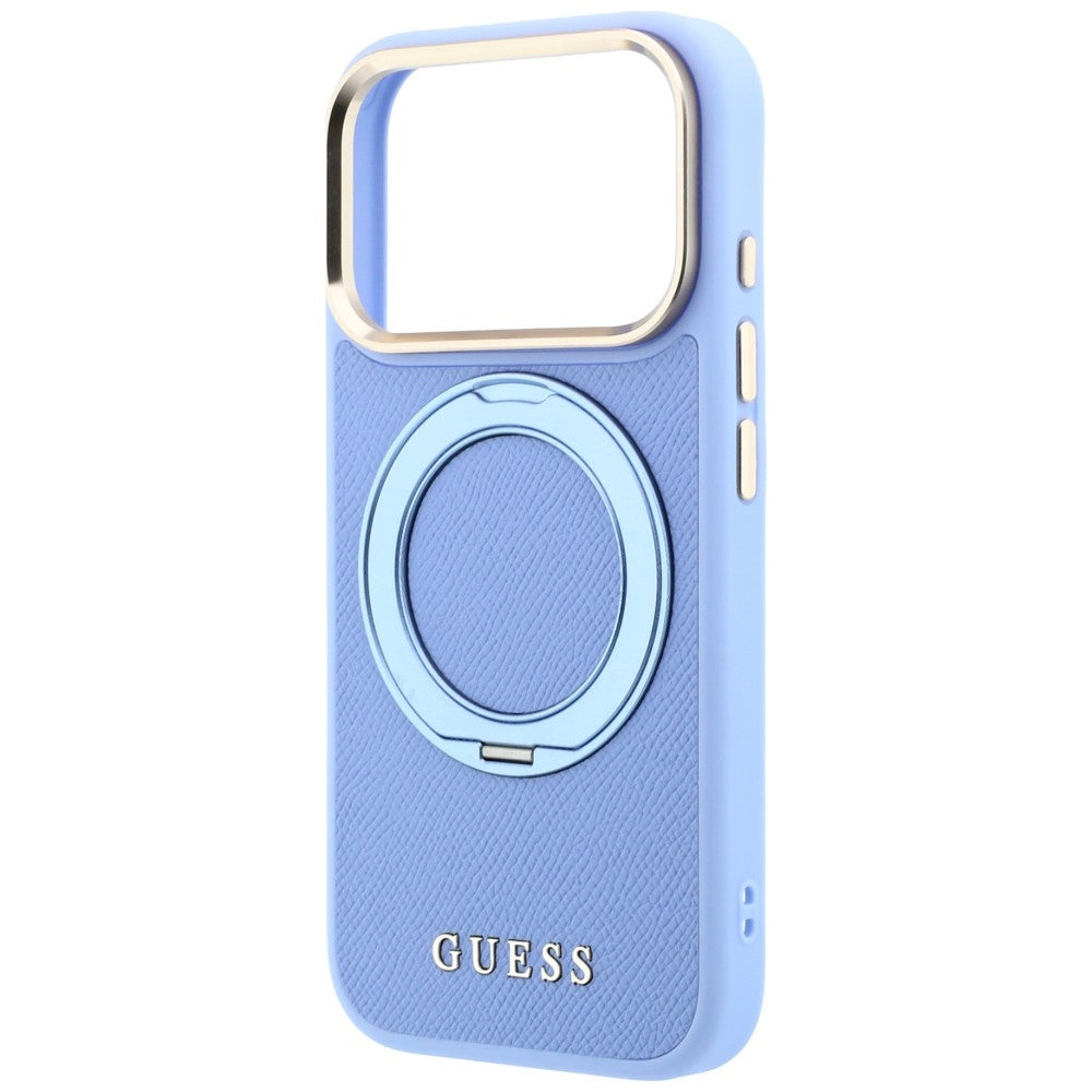 MagSafe maska za Apple iPhone 18 Pro Max / 17 Pro Max, Guess, Grained Ring Stand 360 Classic, plava