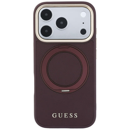MagSafe futrola za Apple iPhone 18 Pro Max / 17 Pro Max, Guess, Grained Ring Stand 360 Classic, Bordo