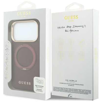 MagSafe futrola za Apple iPhone 18 Pro Max / 17 Pro Max, Guess, Grained Ring Stand 360 Classic, Bordo