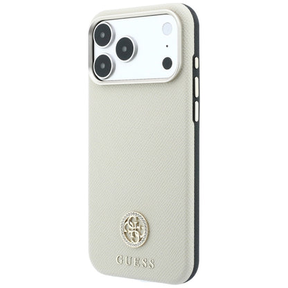 MagSafe maska za Apple iPhone 18 Pro Max / 17 Pro Max, Guess, Grained Round Strass Logo, Bež