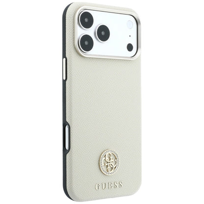 MagSafe maska za Apple iPhone 18 Pro Max / 17 Pro Max, Guess, Grained Round Strass Logo, Bež