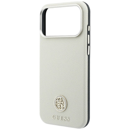 MagSafe maska za Apple iPhone 18 Pro Max / 17 Pro Max, Guess, Grained Round Strass Logo, Bež