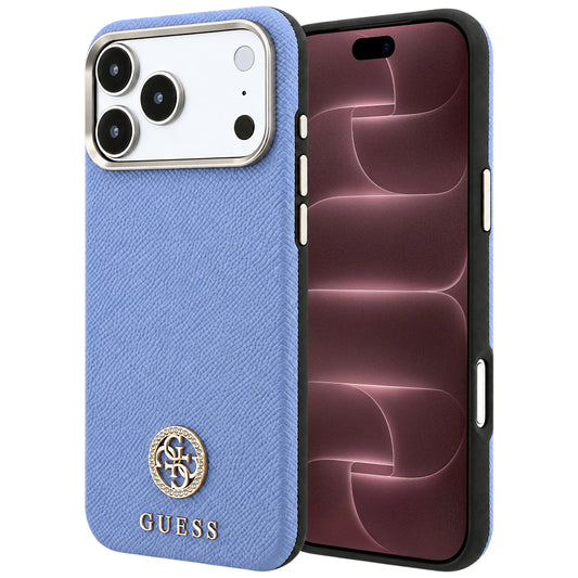 MagSafe maska za Apple iPhone 18 Pro Max / 17 Pro Max, Guess, Grained Round Strass Logo, Plava