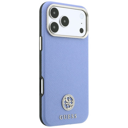 MagSafe maska za Apple iPhone 18 Pro Max / 17 Pro Max, Guess, Grained Round Strass Logo, Plava