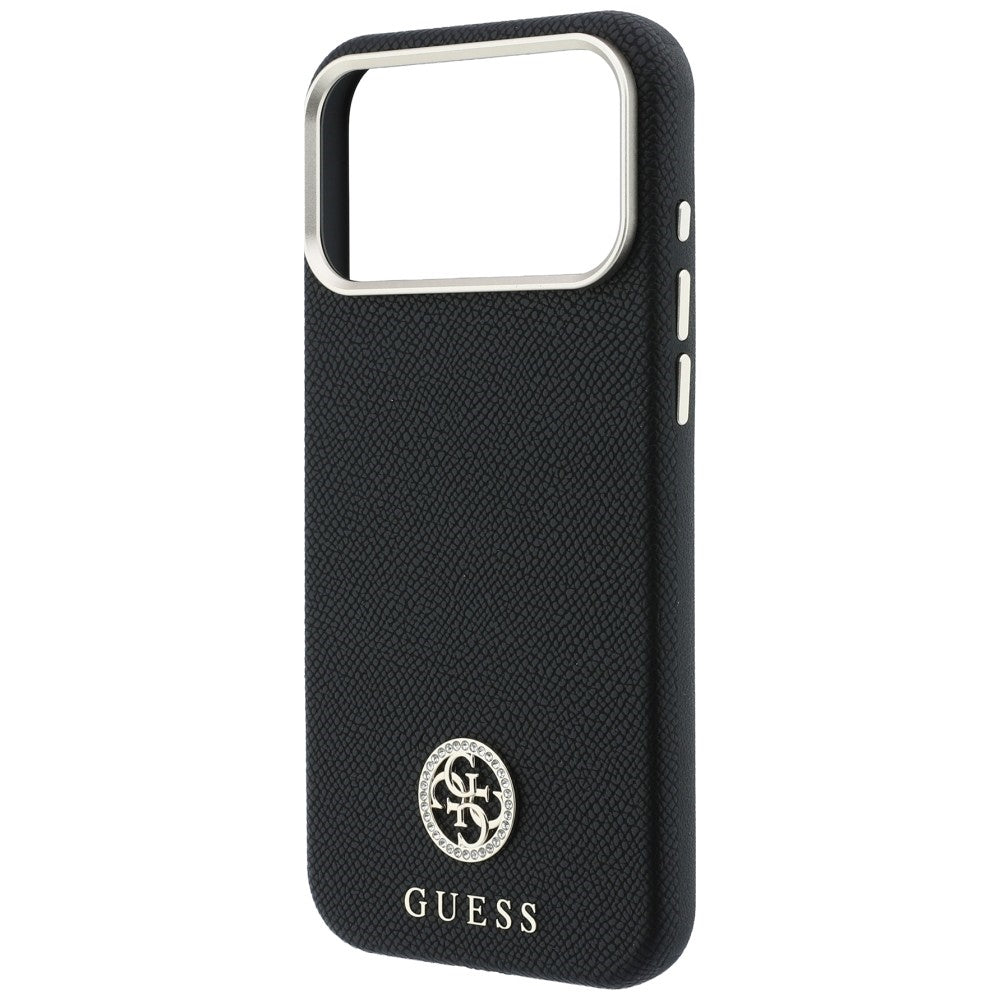 MagSafe maska za Apple iPhone 18 Pro Max / 17 Pro Max, Guess, Grained Round Strass Logo, Crna