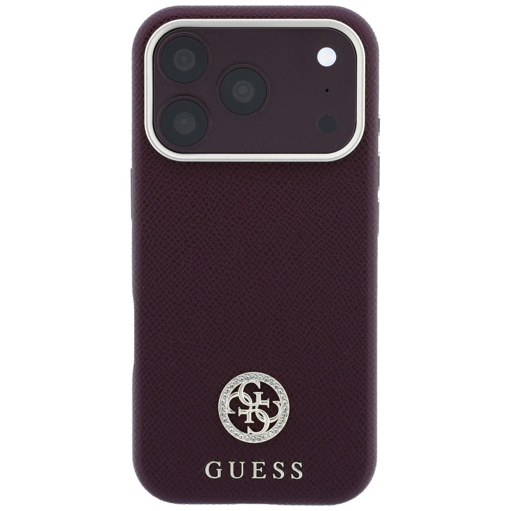 MagSafe futrola za Apple iPhone 18 Pro Max / 17 Pro Max, Guess, Grained Round Strass Logo, Bordo
