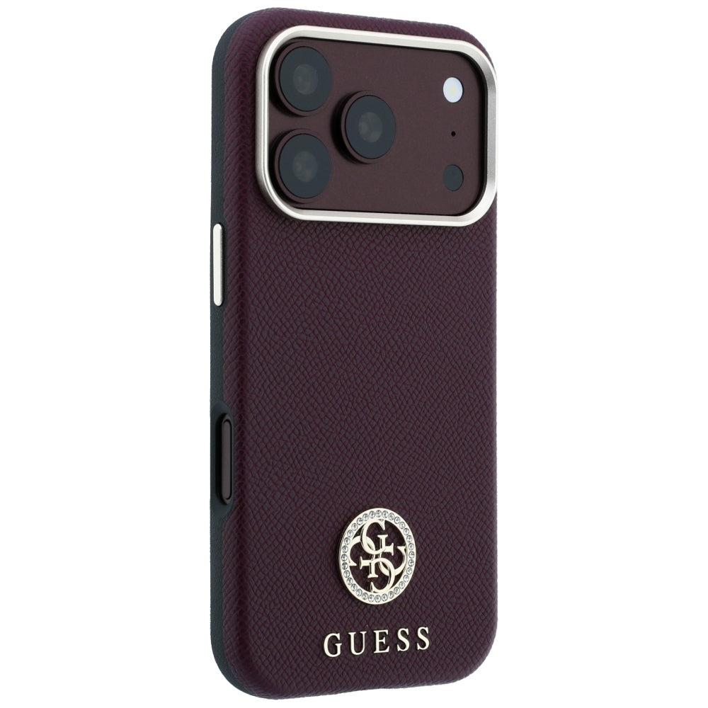 MagSafe futrola za Apple iPhone 18 Pro Max / 17 Pro Max, Guess, Grained Round Strass Logo, Bordo