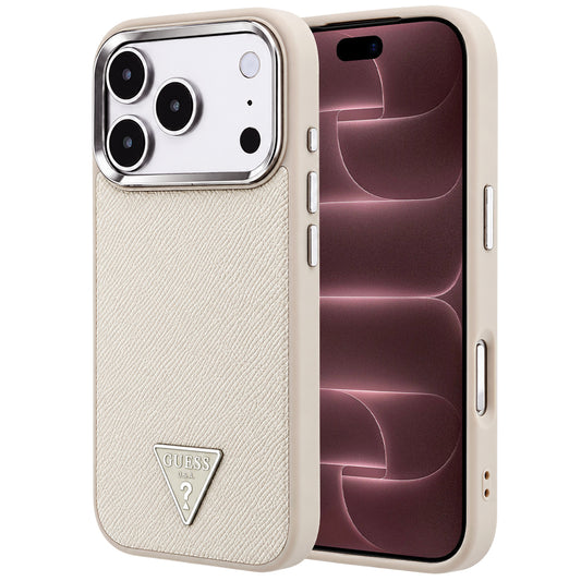 MagSafe maskica za Apple iPhone 18 Pro Max / 17 Pro Max, Guess, Grained Triangle Logo, Bež