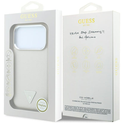 MagSafe maskica za Apple iPhone 18 Pro Max / 17 Pro Max, Guess, Grained Triangle Logo, Bež