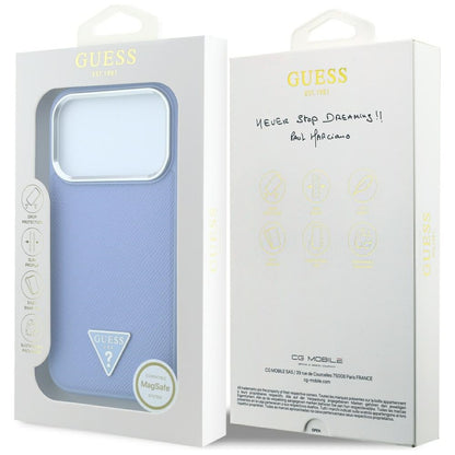MagSafe futrola za Apple iPhone 18 Pro Max / 17 Pro Max, Guess, Grained Triangle Logo, Plava