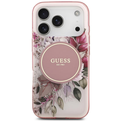 MagSafe maskica za Apple iPhone 18 Pro Max / 17 Pro Max, Guess, IML Flower & Tonal Circle, ružičasta