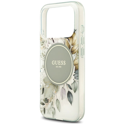 MagSafe maska za Apple iPhone 18 Pro Max / 17 Pro Max, Guess, IML Flower & Tonal Circle, zelena