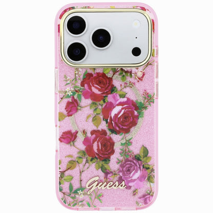 MagSafe maska za Apple iPhone 18 Pro Max / 17 Pro Max, Guess, IML Glitter Blossom Roses, ružičasta
