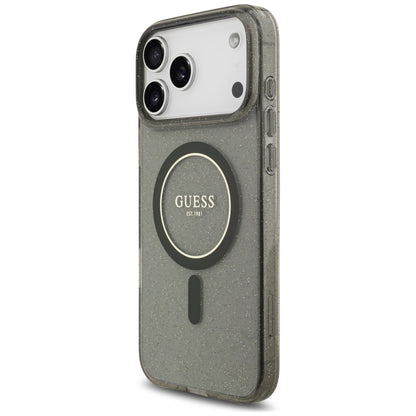 MagSafe maska za Apple iPhone 18 Pro Max / 17 Pro Max, Guess, IML Glitter with Pearl Strap, crna