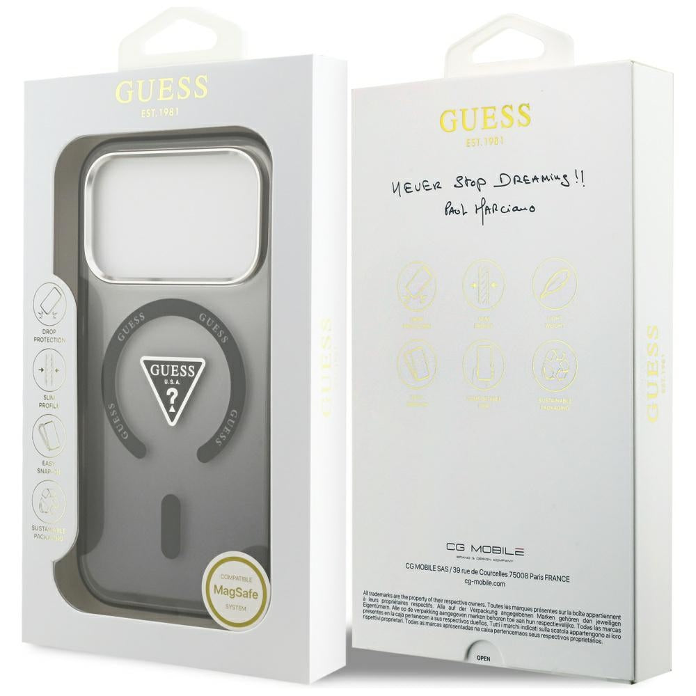MagSafe maska za Apple iPhone 18 Pro Max / 17 Pro Max, Guess, IML Gradient Triangle Logo, crna