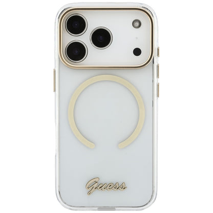 MagSafe maska za Apple iPhone 18 Pro Max / 17 Pro Max, Guess, IML Script Metal, prozirna