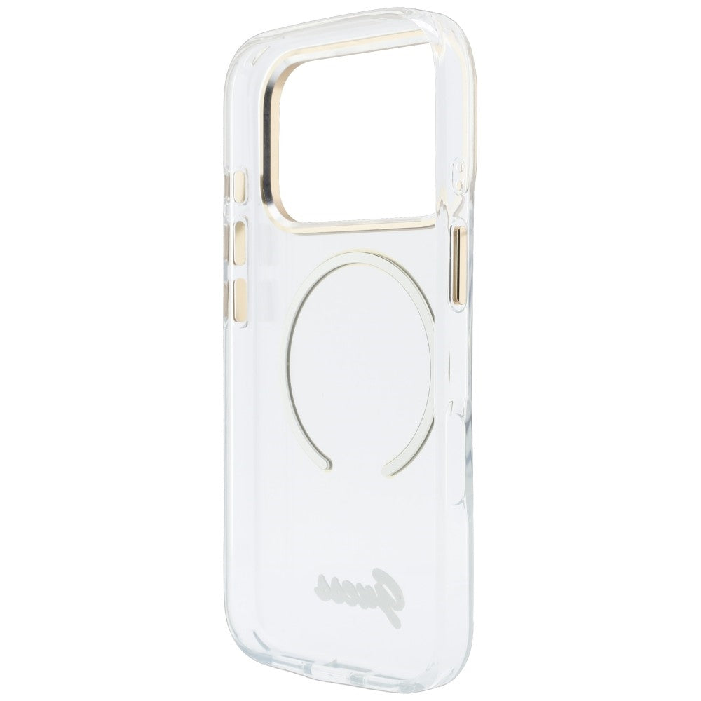 MagSafe maska za Apple iPhone 18 Pro Max / 17 Pro Max, Guess, IML Script Metal, prozirna