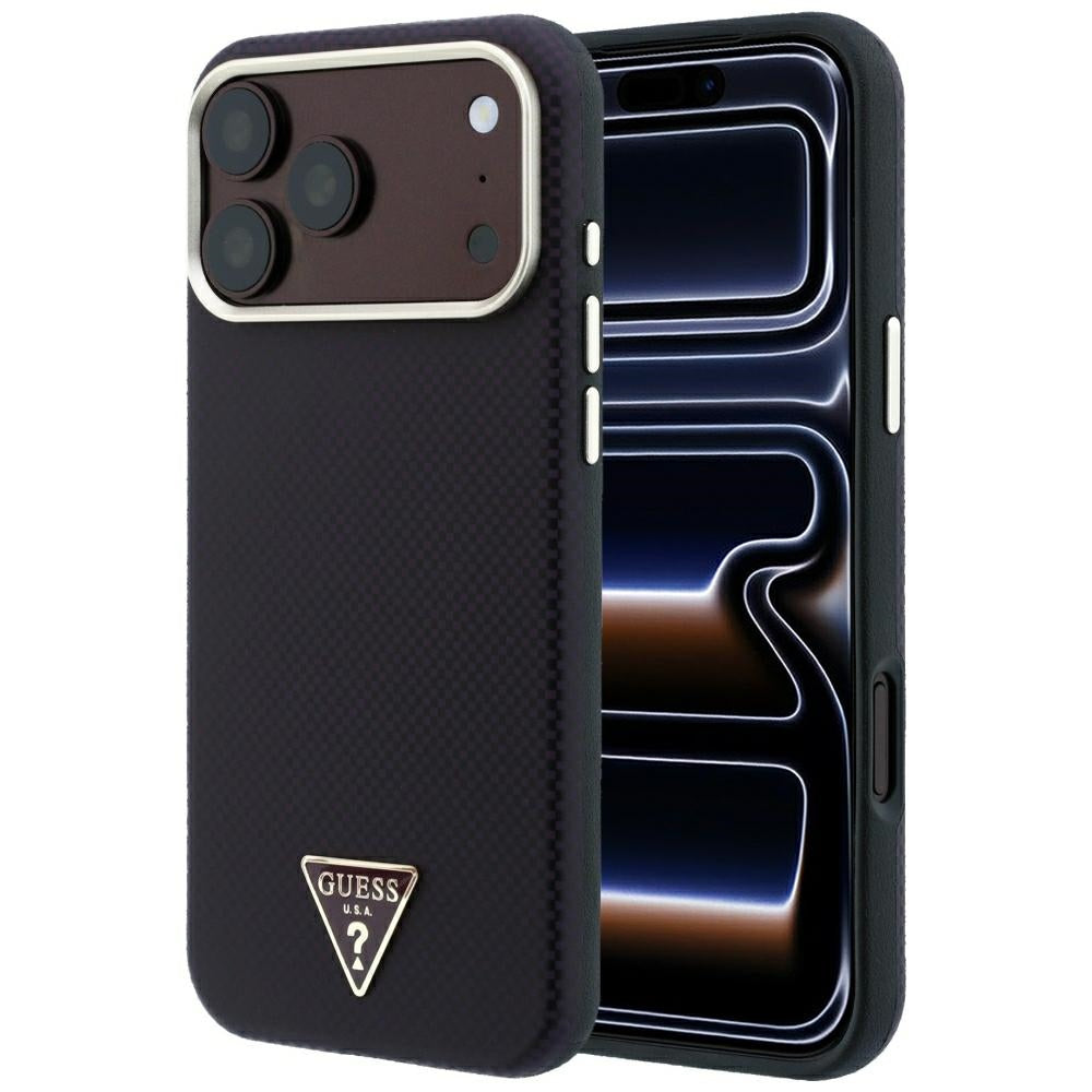 MagSafe maskica za Apple iPhone 18 Pro Max / 17 Pro Max, Guess, Kevlar Triangle Logo, Bordo