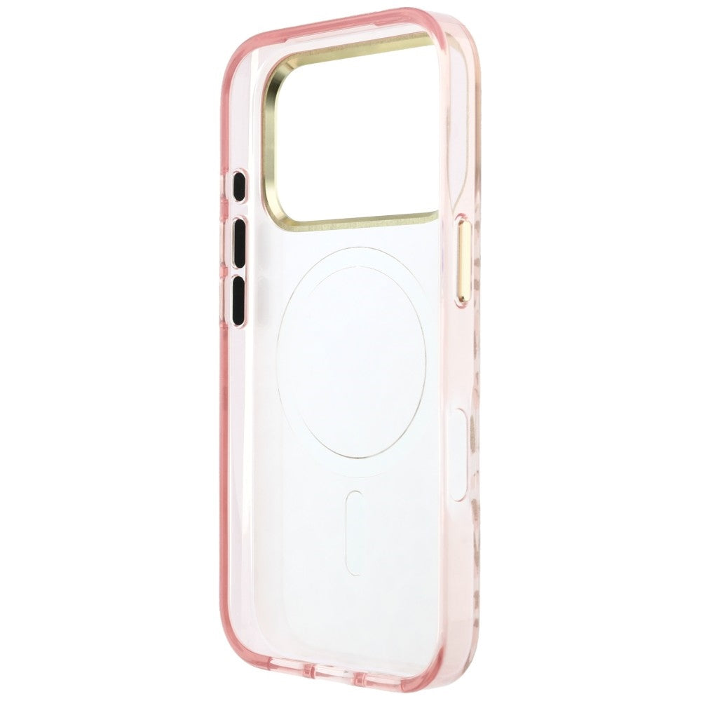 MagSafe maska za Apple iPhone 18 Pro Max / 17 Pro Max, Guess, Leopard Glitter Triangle Logo, Roza