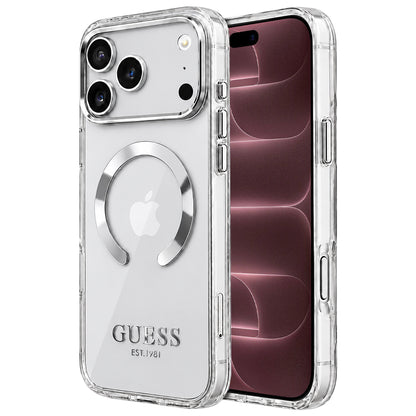 MagSafe futrola za Apple iPhone 18 Pro Max / 17 Pro Max, Guess, Metal Outline, Srebrna