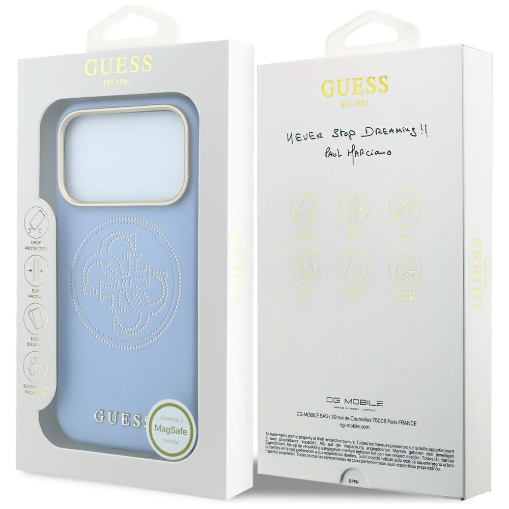 MagSafe futrola za Apple iPhone 18 Pro Max / 17 Pro Max, Guess, Perforated 4G, Plava