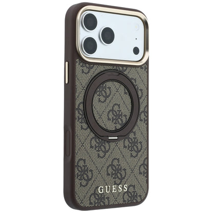 MagSafe maska za Apple iPhone 18 Pro Max / 17 Pro Max, Guess, Ring Stand 360 4G Classic Logo, Smeđa