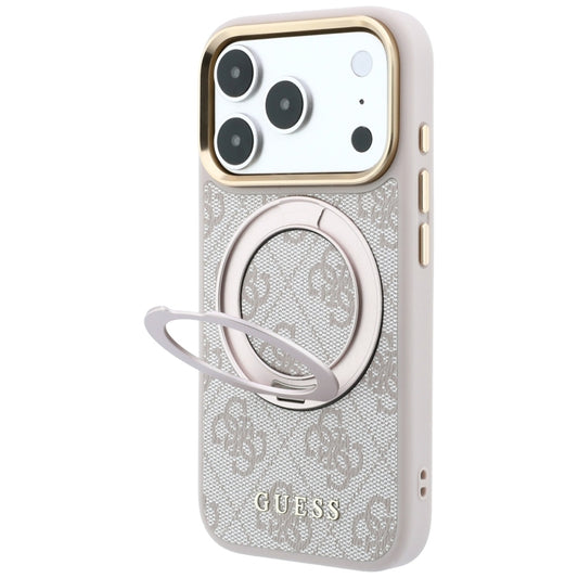 MagSafe maska za Apple iPhone 18 Pro Max / 17 Pro Max, Guess, Ring Stand Classic Logo, Roza