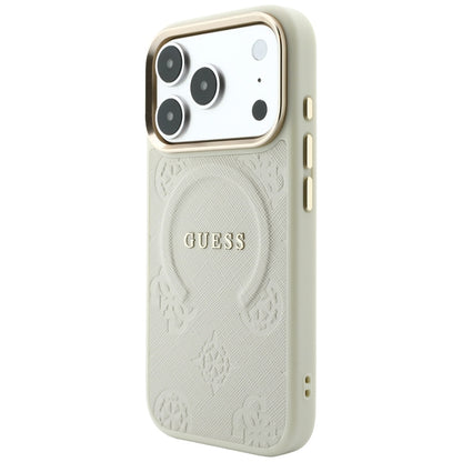 MagSafe futrola za Apple iPhone 18 Pro Max / 17 Pro Max, Guess, Saffiano Peony Hot Stamp, Bež