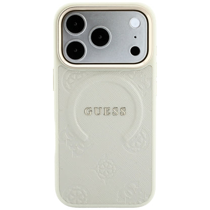MagSafe futrola za Apple iPhone 18 Pro Max / 17 Pro Max, Guess, Saffiano Peony Hot Stamp, Bež