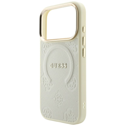 MagSafe futrola za Apple iPhone 18 Pro Max / 17 Pro Max, Guess, Saffiano Peony Hot Stamp, Bež