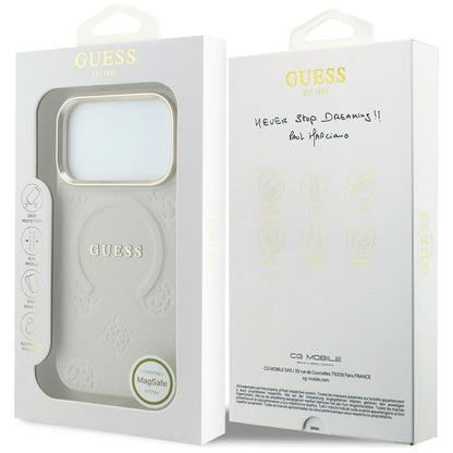 MagSafe futrola za Apple iPhone 18 Pro Max / 17 Pro Max, Guess, Saffiano Peony Hot Stamp, Bež